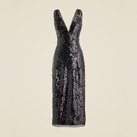 NWT J CREW Collection Sequin midi sheath dress in black - Picture 4 of 10